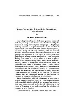 Researches on the Intracellular Digestion of Invertebrates.