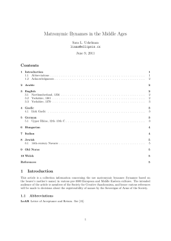 Matronymic Bynames in the Middle Ages