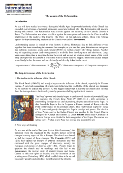 The causes of the Reformation
