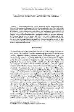 A cognitive gap between arithmetic and algebra