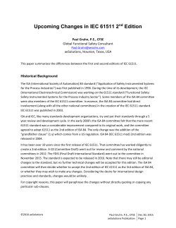 Upcoming Changes in IEC 61511 2nd Edition