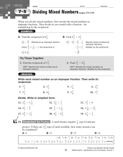 Dividing Mixed Numbers(pages 276&ndash;279)