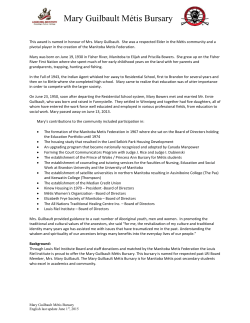 Mary Guilbault M&eacute;tis Bursary