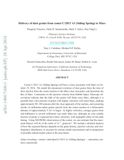 Delivery of dust grains from comet C/2013 A1 (Siding Spring) to Mars