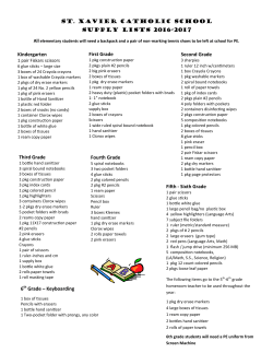 School Supply List - St. Xavier Catholic School