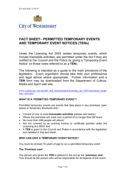 TENs - Westminster.gov.uk