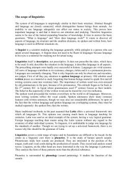 The scope of linguistics