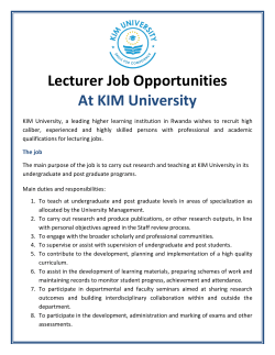 Lecturers - Job Advert