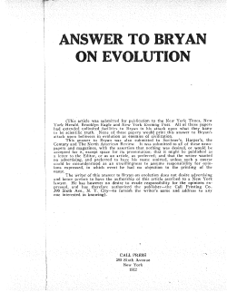 ANSWER TO BRYAN ON EVOLUTION
