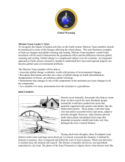 Global Warming Mission Team Leader`s Notes To recognize the
