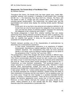 Kathleen Barbara, `Masquerade: The Female Body in Post