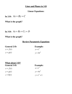 Lines and Planes in 3-D Linear Equations: In 2