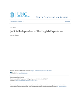 Judicial Independence: The English Experience