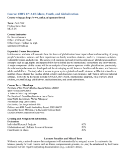 Course: CHYS 4P16 Children, Youth, and Globalization