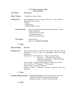 12th Grade Curriculum Guide First Six Weeks Year Theme: The