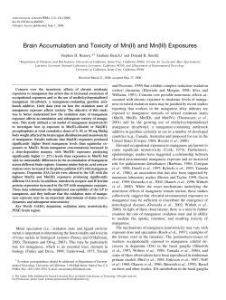 Brain Accumulation and Toxicity of Mn(II) and Mn