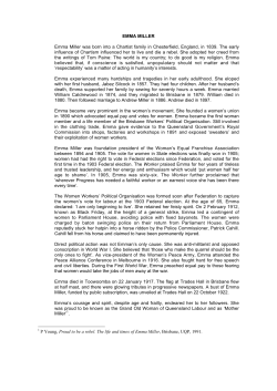 EMMA MILLER Emma Miller was born into a Chartist family in