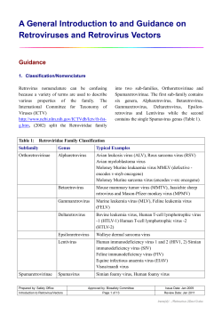 A General Introduction to and Guidance on Retroviruses