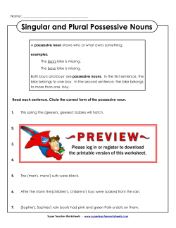 Singular and Plural Possessive Nouns