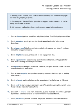 Statements about Sheila &ndash;Find a quotation to prove them