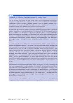 Changes in the definition of unemployment in EU Member States