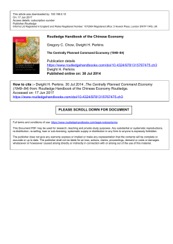 Routledge Handbook of the Chinese Economy Gregory C. Chow