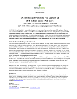 17.4 million active Kindle Fire users in US 30.5 million active iPad