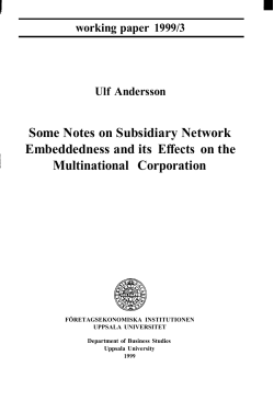 Some Notes on Subsidiary Network Embeddedness and its