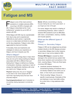 Fatigue and MS - Multiple Sclerosis UW Rehabilitation Research