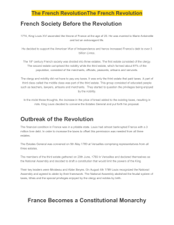 French Society Before the Revolution Outbreak of the Revolution