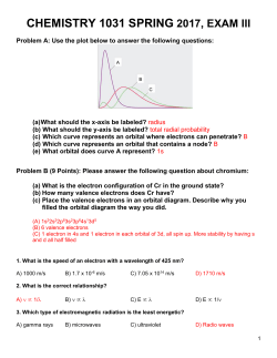 Chemistry 1031 Exam 3 Answer Key