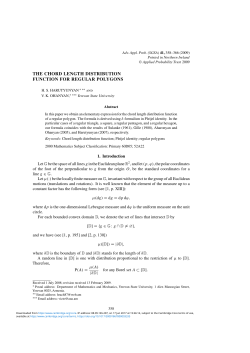 the chord length distribution function for regular polygons