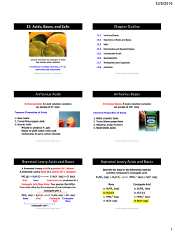 12/9/2016 1 15 Acids, Bases, and Salts Chapter Outline Arrhenius