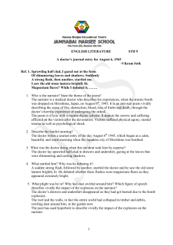 ENGLISH LITERATURE STD 9 A doctor`s journal entry for August 6