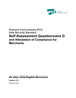 Self-Assessment Questionnaire D - PCI Security Standards Council