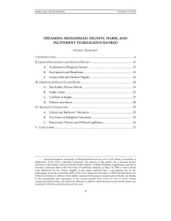 Defaming Muhammad: Dignity, Harm, and Incitement to Religious