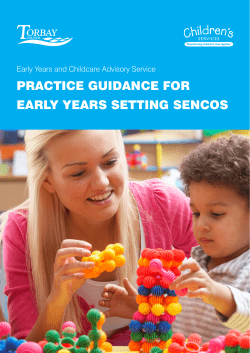 Practice Guidance for Setting SENCOS This