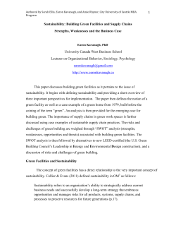 Sustainability: Building Green Facilities and Supply Chains