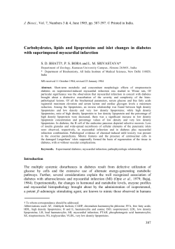 Carbohydrates, lipids and lipoproteins and islet changes in