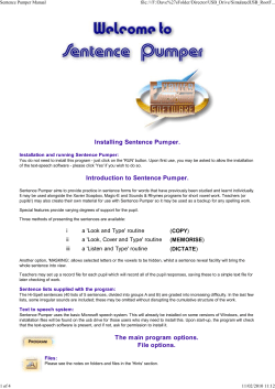 Sentence Pumper Manual - Xavier Educational Software