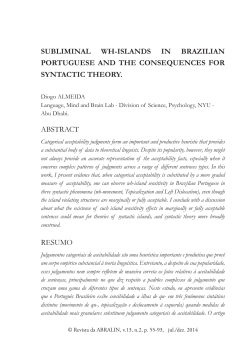 Subliminal wh-iSlandS in brazilian PortugueSe and