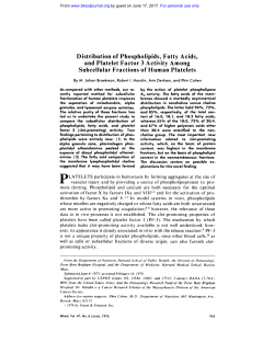 Distribution of Phospholipids, Fatty Acids, and Platelet Factor 3