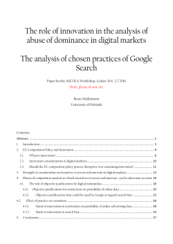 The role of innovation in the analysis of abuse of dominance in
