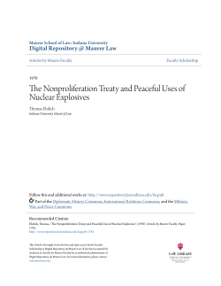 The Nonproliferation Treaty and Peaceful Uses of Nuclear Explosives