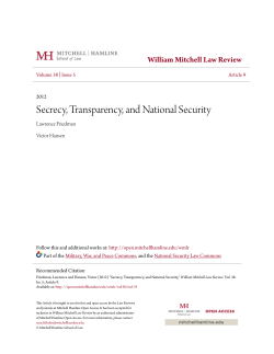 Secrecy, Transparency, and National Security