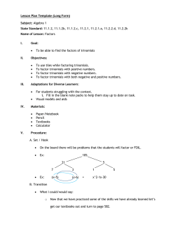 Algebra 1 Factors
