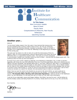 IHC News Fall-Winter 2016 - Institute for Healthcare Communication