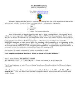 AP Human Geography Summer Assignment 2015