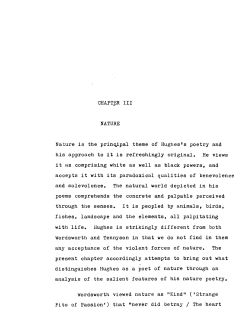 NATURE Nature is the principal theme of Hughes`s poetry and his