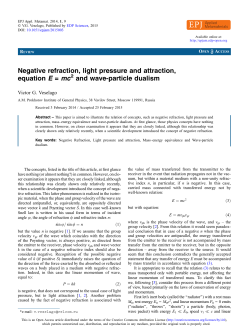 Negative refraction, light pressure and attraction, equation E = mc2